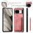 For Google Pixel 8 Anti-Scratch Case Magnetic Case Leather Back Cover with Detachable Card Holder - Pink - 7