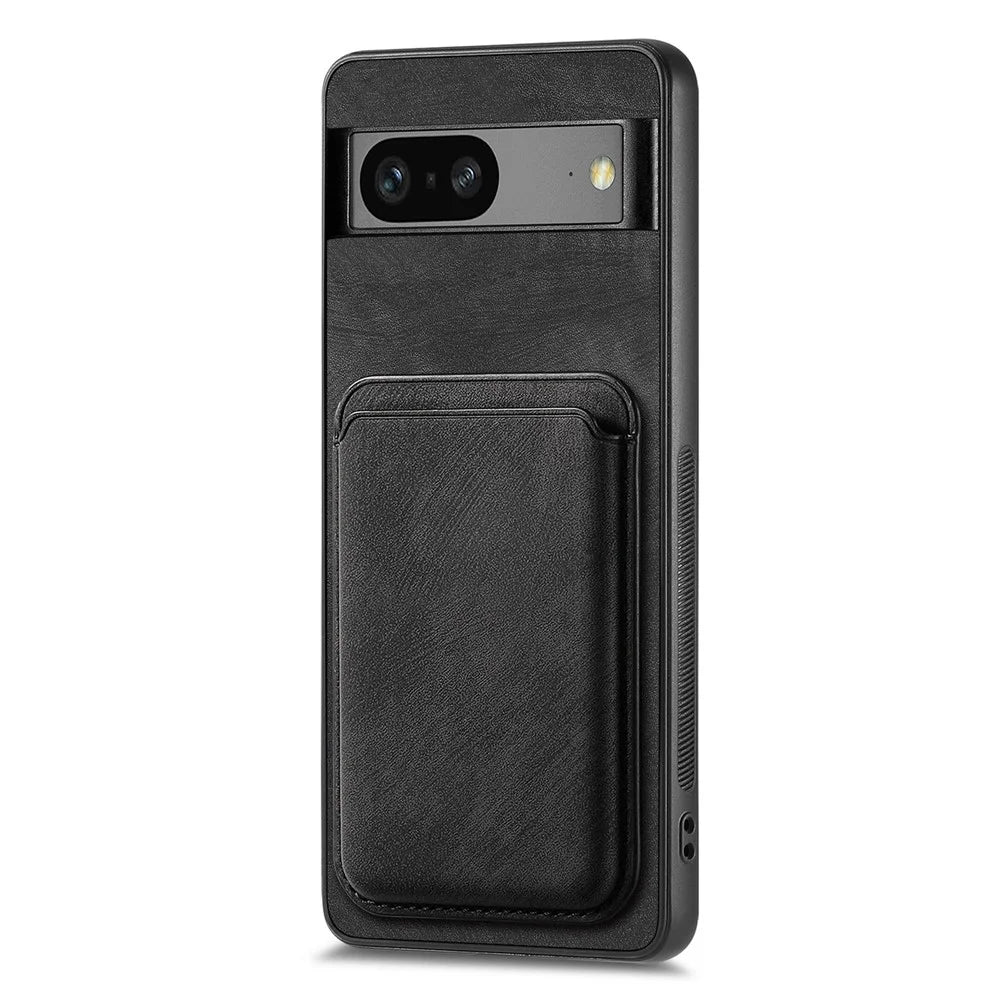 For Google Pixel 7 5G Case Magnetic Case Leather Back Cover with Detachable Card Holder - Black - 2