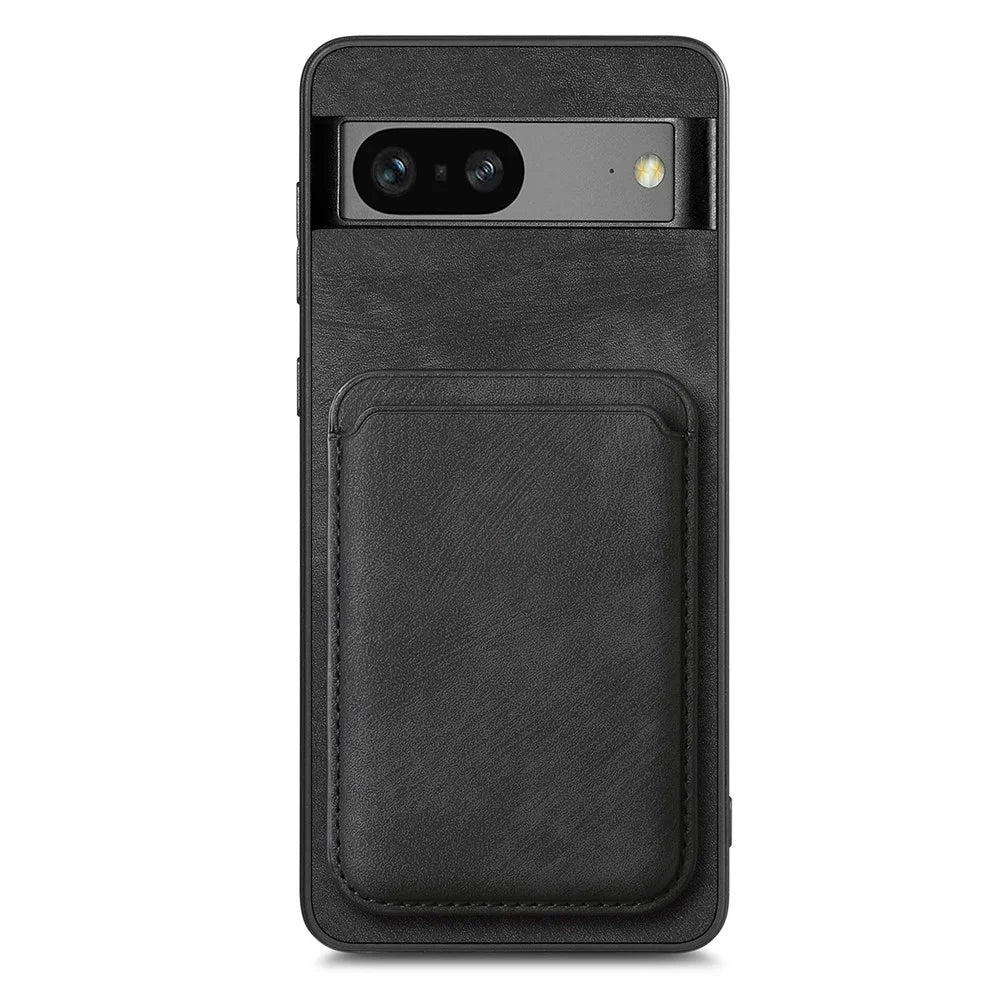 For Google Pixel 7 5G Case Magnetic Case Leather Back Cover with Detachable Card Holder - Black - 3