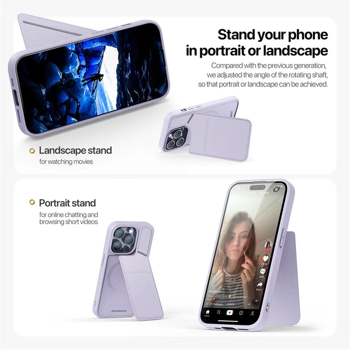 DUX DUCIS Rafi II Series for iPhone 13 Pro Phone Case Card Slots Cover RFID Blocking Protection - Purple - 6