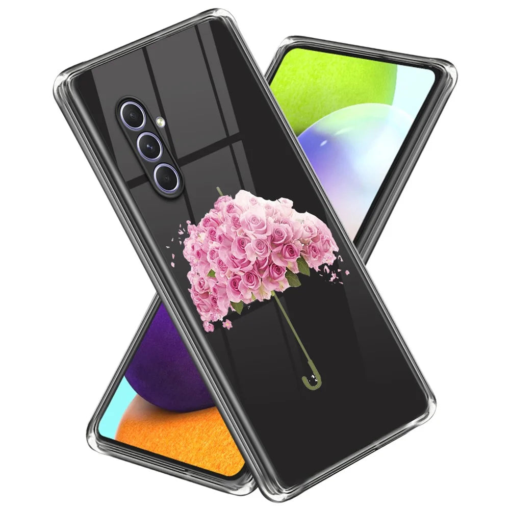 For Samsung Galaxy A54 5G Case TPU Pattern Printing Phone Back Cover - Flower Umbrella - 1