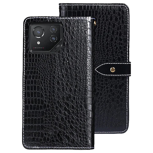 IDEWEI For Asus ROG Phone 8 5G / Phone 8 Pro 5G Leather Case Crocodile Texture Card Slots Cover - Black - 1