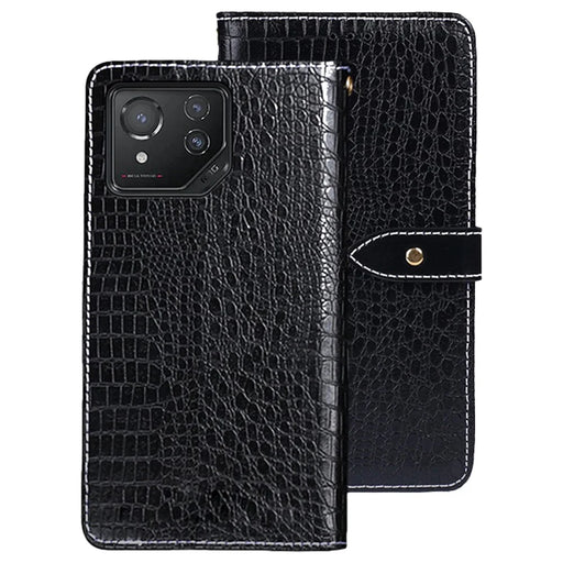 IDEWEI For Asus ROG Phone 8 5G / Phone 8 Pro 5G Leather Case Crocodile Texture Card Slots Cover - Black - 1