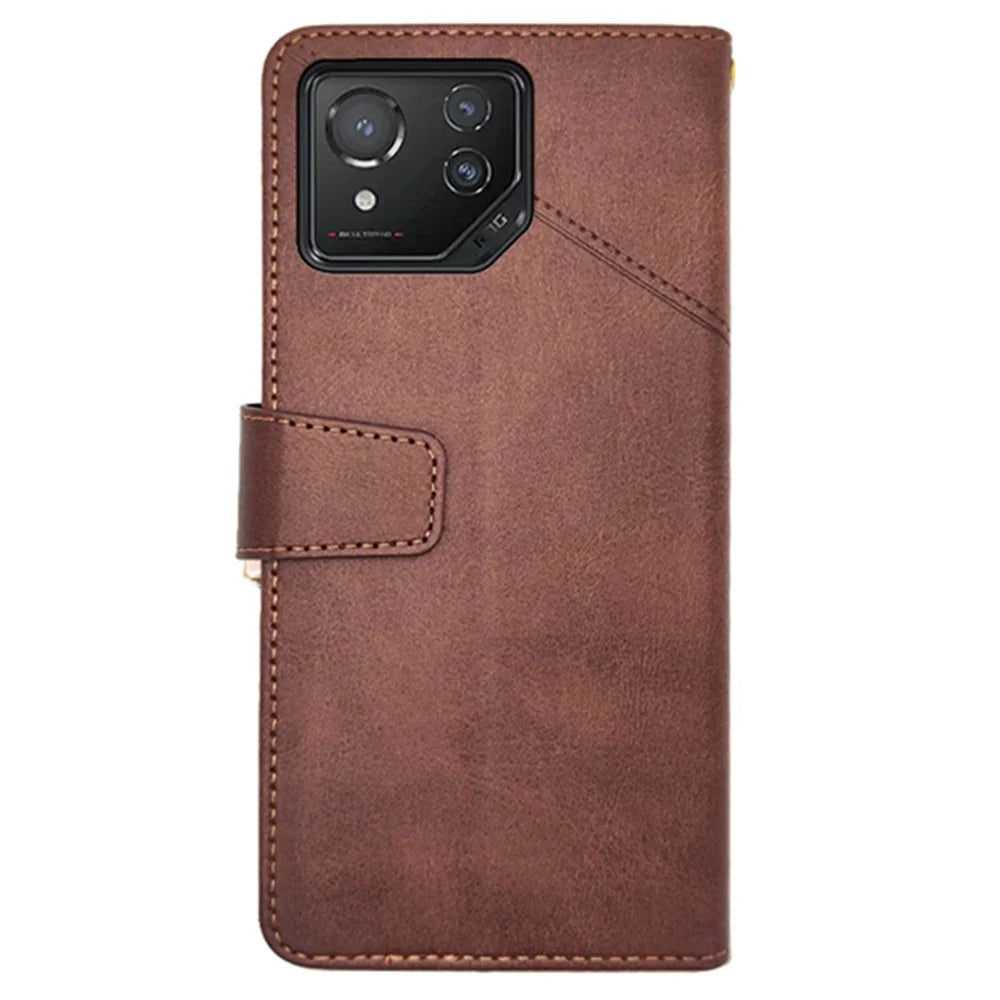 IDEWEI For Asus ROG Phone 8 5G / Phone 8 Pro 5G  Leather Case Calf Texture Wallet Phone Cover - Brown - 5