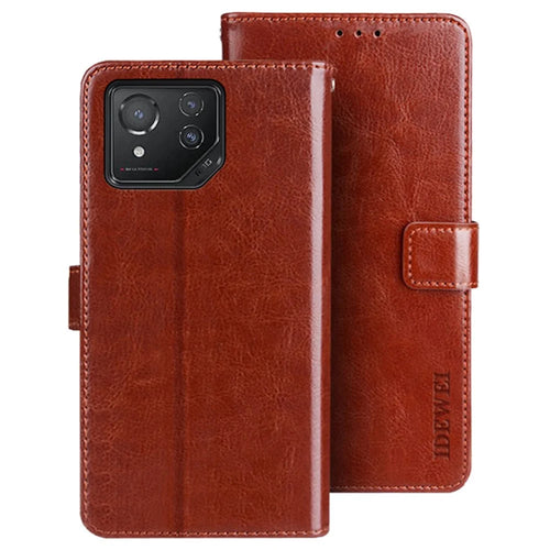 IDEWEI For Asus ROG Phone 8 5G / Phone 8 Pro 5G Case Crazy Horse Leather Wallet Phone Cover - Brown - 1