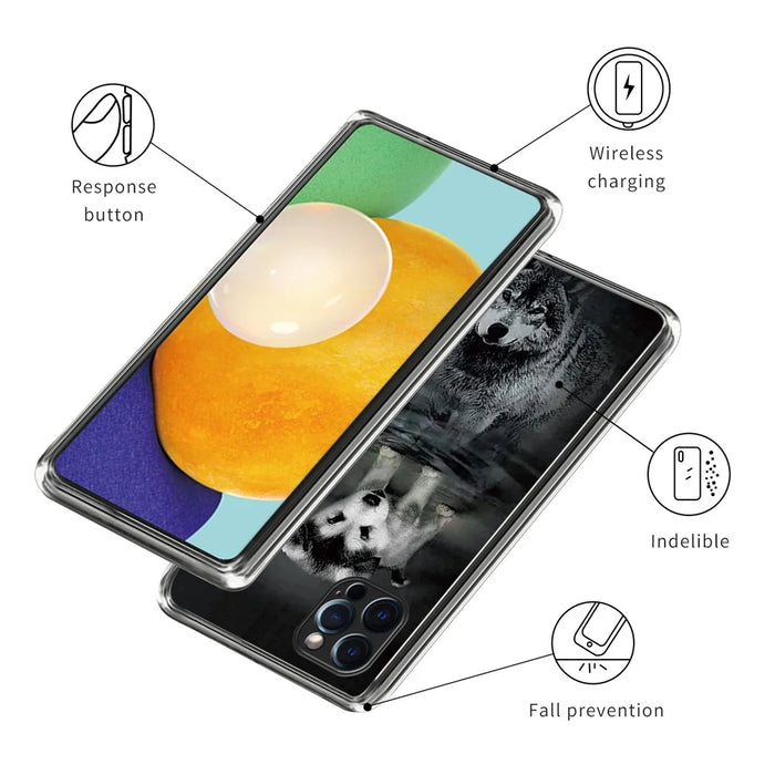 For iPhone 15 Pro Phone Case Pattern Printed Slim TPU Phone Cover - Dog and Wolf - 3