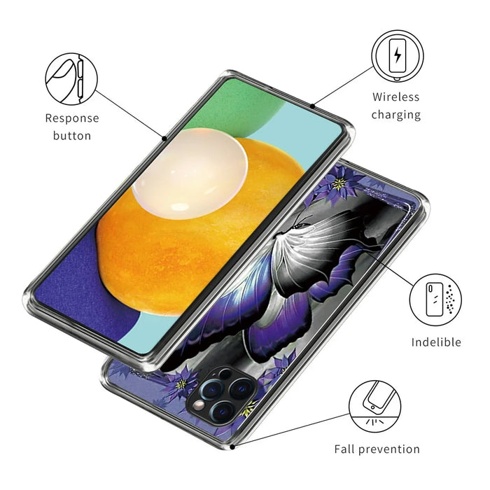 For iPhone 15 Pro Max Pattern Printing TPU Case Slim Phone Back Cover - Purple Butterfly - 3