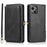 For iPhone 15 Case Detachable 2-in-1 Wallet TPU+PU Phone Cover with Strap - Black - 1