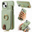 Y3 for iPhone 13 Wallet Case Ring Kickstand Zipper Purse Phone Cover - Mint Green - 1