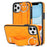 For iPhone 11 Pro Max Case Wave Pattern Wristband Kickstand PU+TPU Phone Cover - Orange - 1