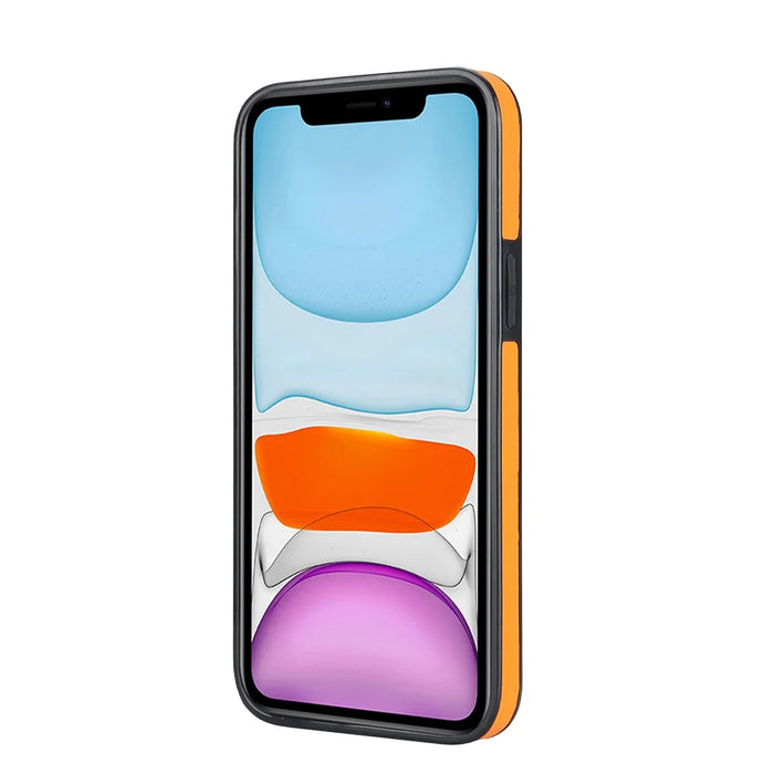 For iPhone 11 Pro Max Case Wave Pattern Wristband Kickstand PU+TPU Phone Cover - Orange - 2