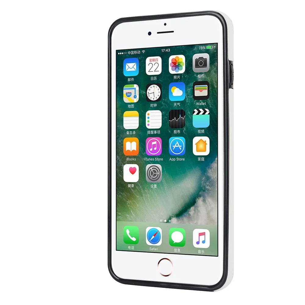 For iPhone 7 / 8 / SE (2020) / SE (2022) Cell Phone Case with Wristband Wave Pattern PU+TPU Cover - White - 3
