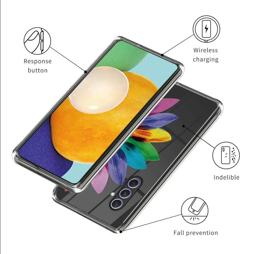 For Samsung Galaxy A54 5G Phone Cover Pattern Printed IMD Soft TPU Case - Colorful Flower - 3
