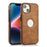 For iPhone 13 6.1 inch Cell Phone Case Logo View Design TPU+PU Leather Shockproof Back Cover - Brown - 1