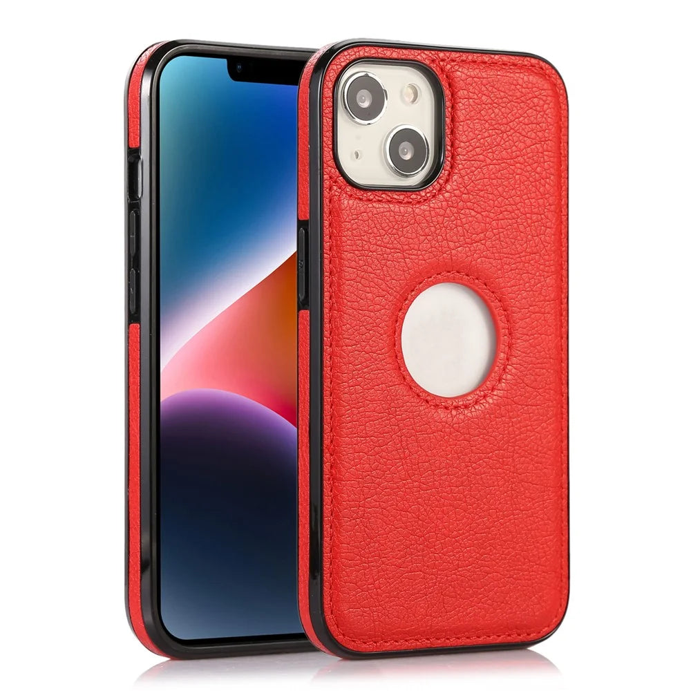 For iPhone 13 mini 5.4 inch Cell Phone Case Logo View Design PU Leather+TPU Drop-proof Back Cover - Red - 1