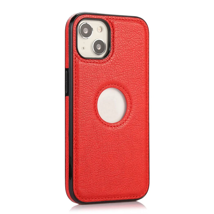 For iPhone 13 mini 5.4 inch Cell Phone Case Logo View Design PU Leather+TPU Drop-proof Back Cover - Red - 2