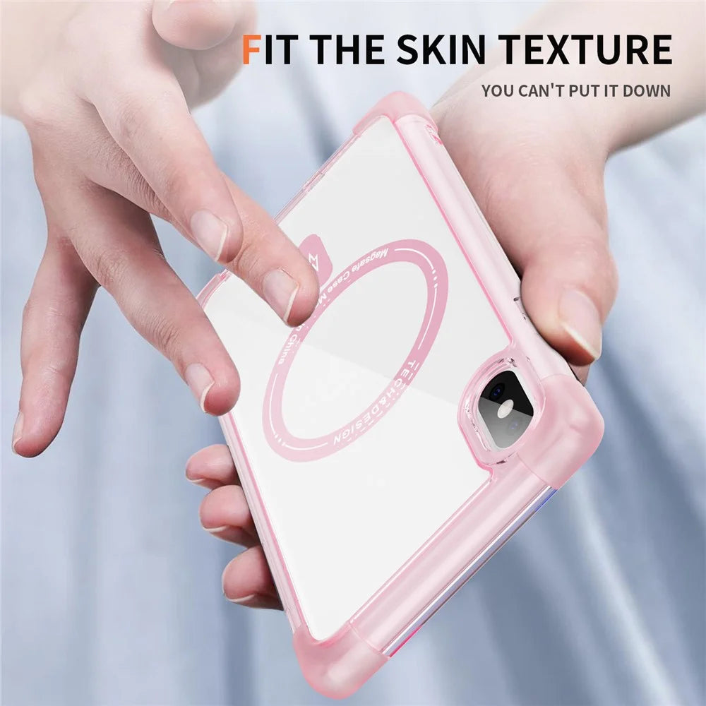 YSM Reinforced Corners Series for iPhone X / XS Clear Case Magnetic Compatible with MagSafe - Transparent Pink - 2