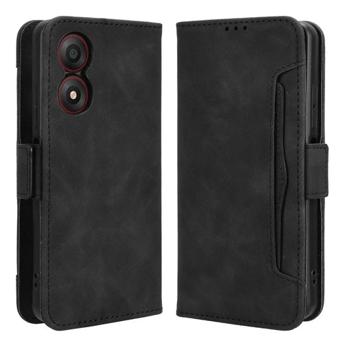 For ZTE Blade A34 Leather Case with Multiple Card Slots Wallet Phone Cover - Black - 1