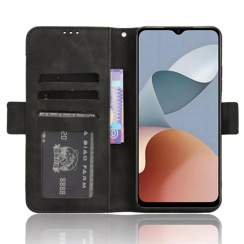 For ZTE Blade A34 Leather Case with Multiple Card Slots Wallet Phone Cover - Black - 3