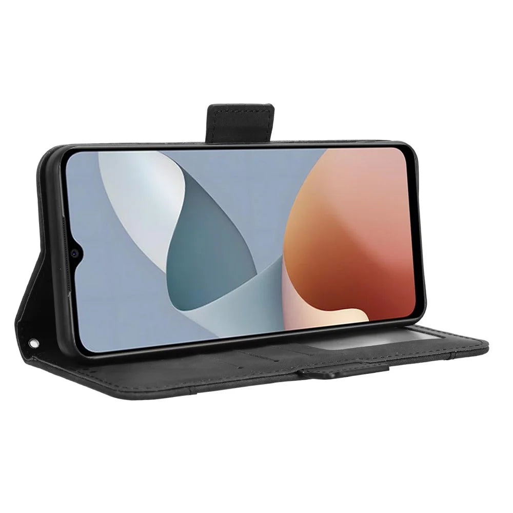 For ZTE Blade A34 Leather Case with Multiple Card Slots Wallet Phone Cover - Black - 4