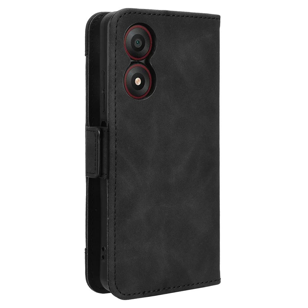 For ZTE Blade A34 Leather Case with Multiple Card Slots Wallet Phone Cover - Black - 7