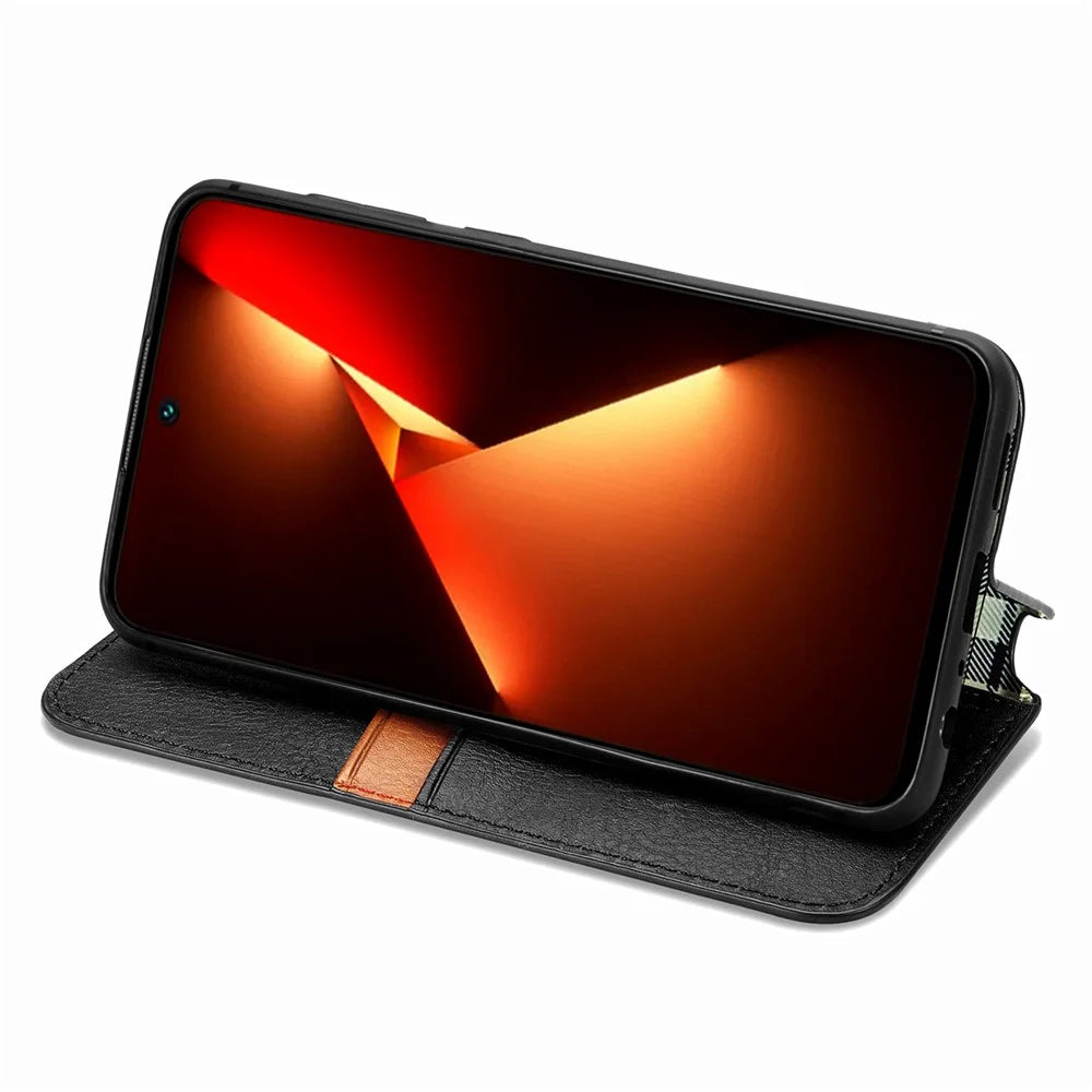 For TECNO Pova 5 4G PU Leather Case Rhombus Imprint Wallet Stand Phone Cover - Black - 3