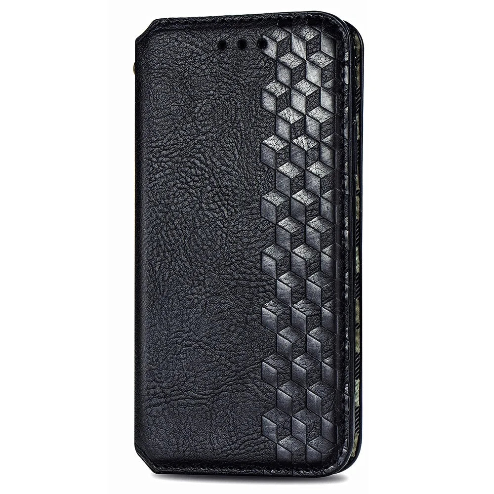 For TECNO Pova 5 4G PU Leather Case Rhombus Imprint Wallet Stand Phone Cover - Black - 5