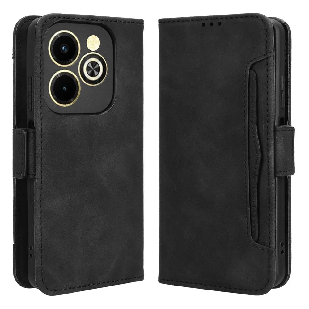 For Infinix Hot 40i X6528B Leather Wallet Phone Case with Multiple Card Slots - Black - 1