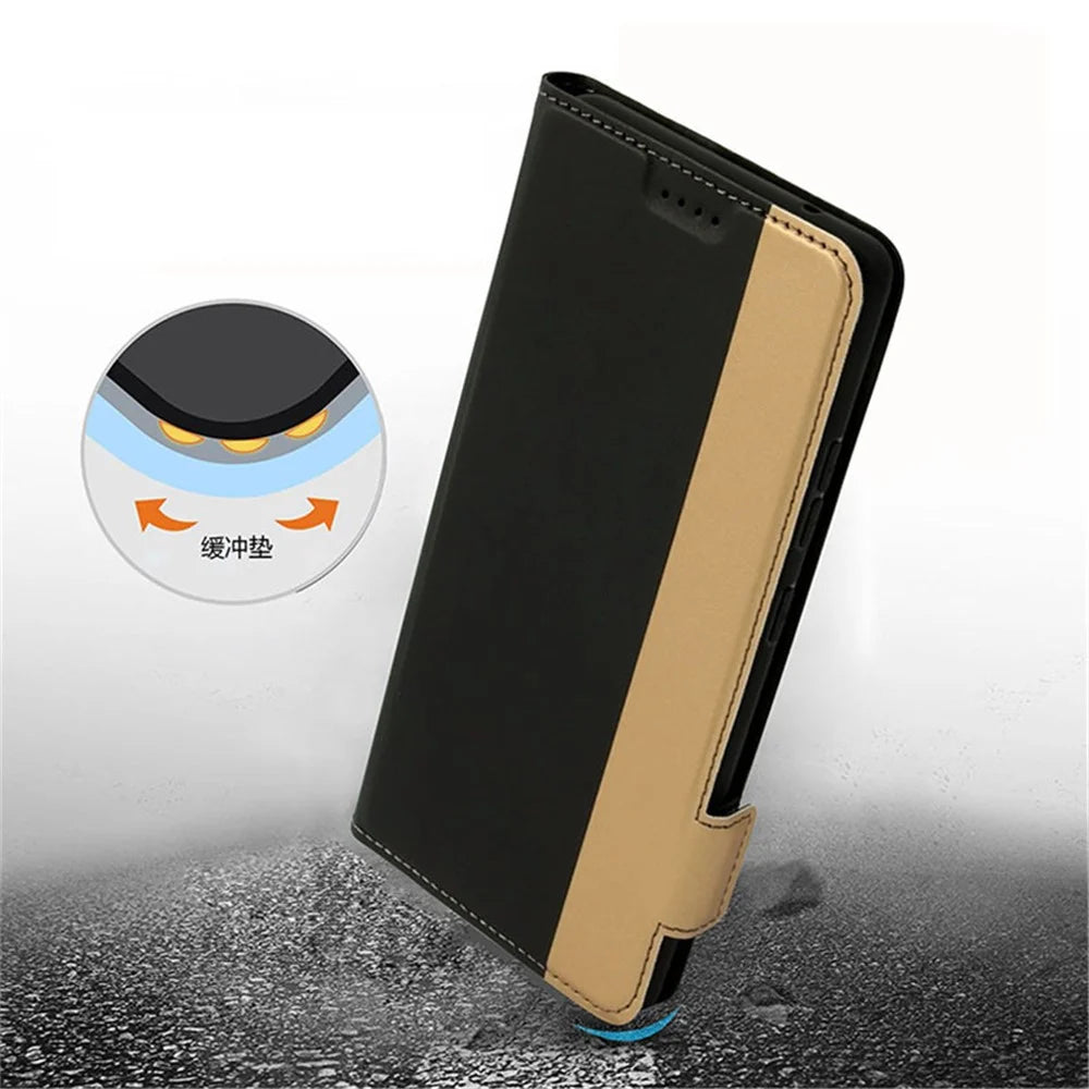For Samsung Galaxy S24 Card Slot PU Leather Phone Case Flip Stand Contrast Color Phone Cover - Blue - 5