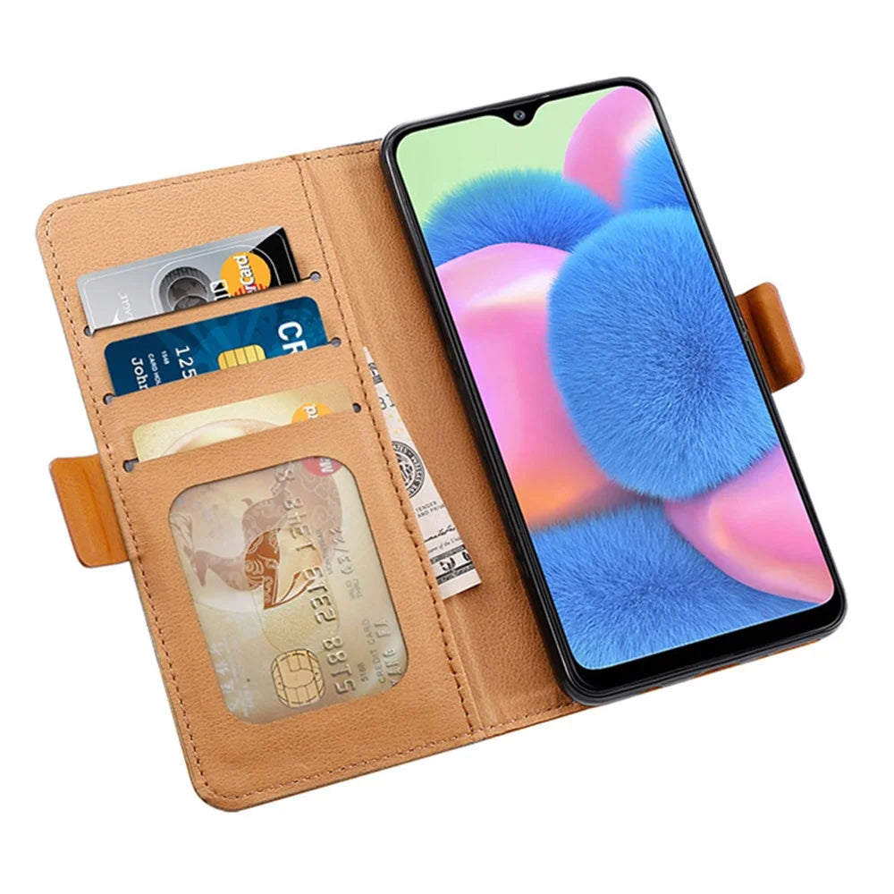 For Samsung Galaxy S24+ Cell Phone Stand Case PU Leather Cover Color Splicing Wallet - Brown - 2