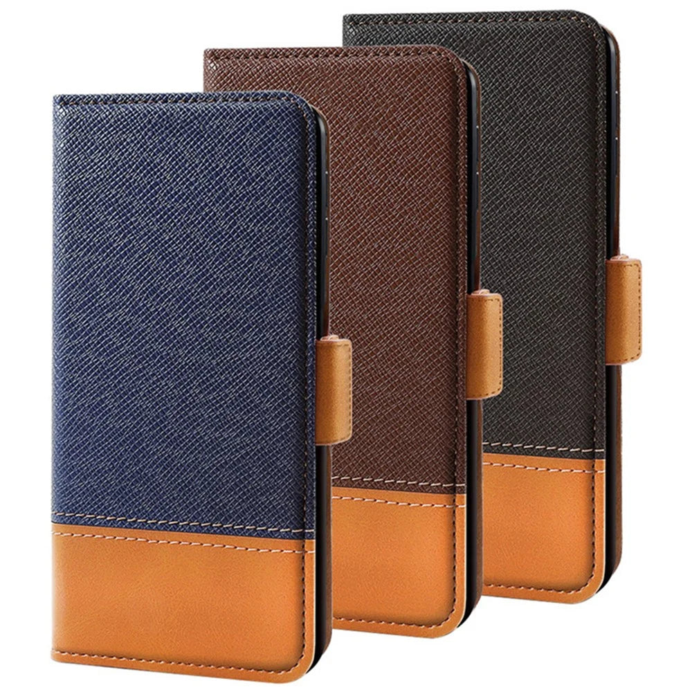 For Samsung Galaxy S24+ Cell Phone Stand Case PU Leather Cover Color Splicing Wallet - Brown - 7