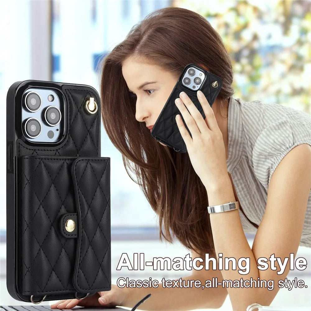 026 For iPhone 13 Pro Case RFID Blocking Card Slots Kickstand Phone Cover - Black - 6