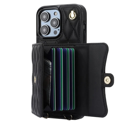 026 For iPhone 14 Pro Max RFID Blocking Phone Cover with Card Case Holder - Black - 2