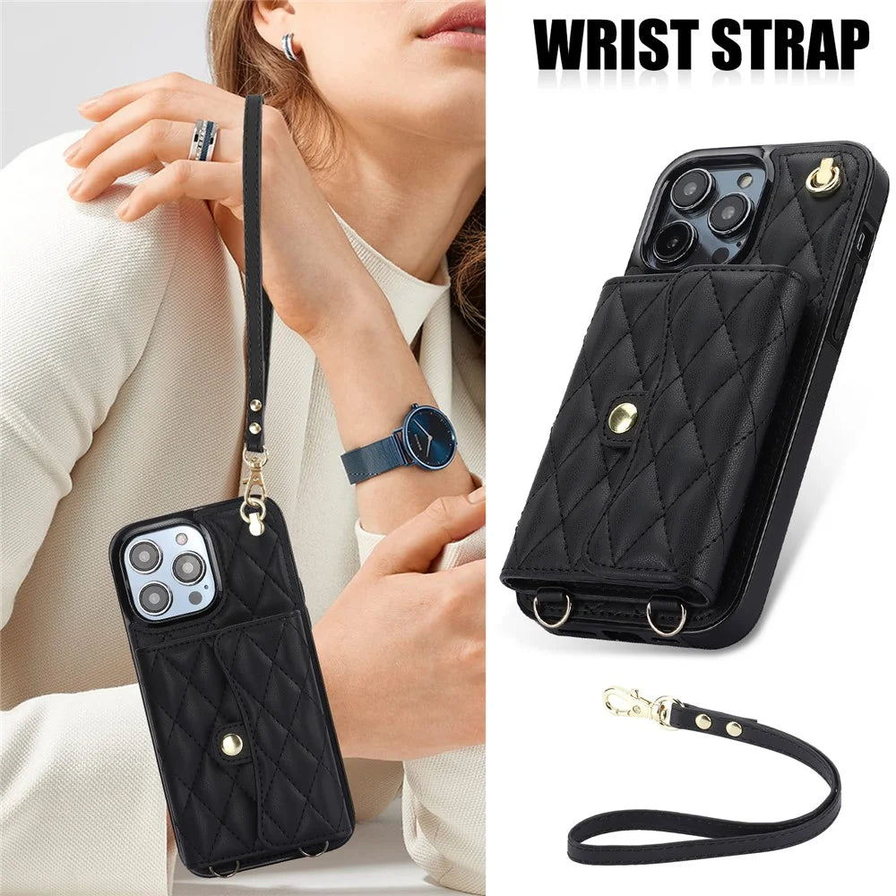 026 For iPhone 14 Pro Max RFID Blocking Phone Cover with Card Case Holder - Black - 5