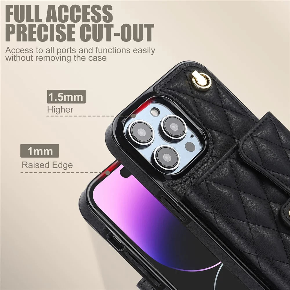 026 For iPhone 14 Pro Max RFID Blocking Phone Cover with Card Case Holder - Black - 6