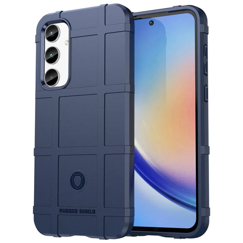 For Samsung Galaxy A35 5G TPU Phone Case Shockproof Cell Phone Cover with Square Grid Texture - Blue - 1