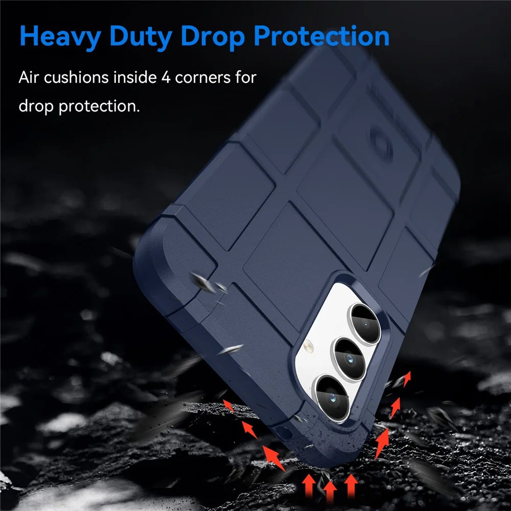 For Samsung Galaxy A35 5G TPU Phone Case Shockproof Cell Phone Cover with Square Grid Texture - Blue - 3