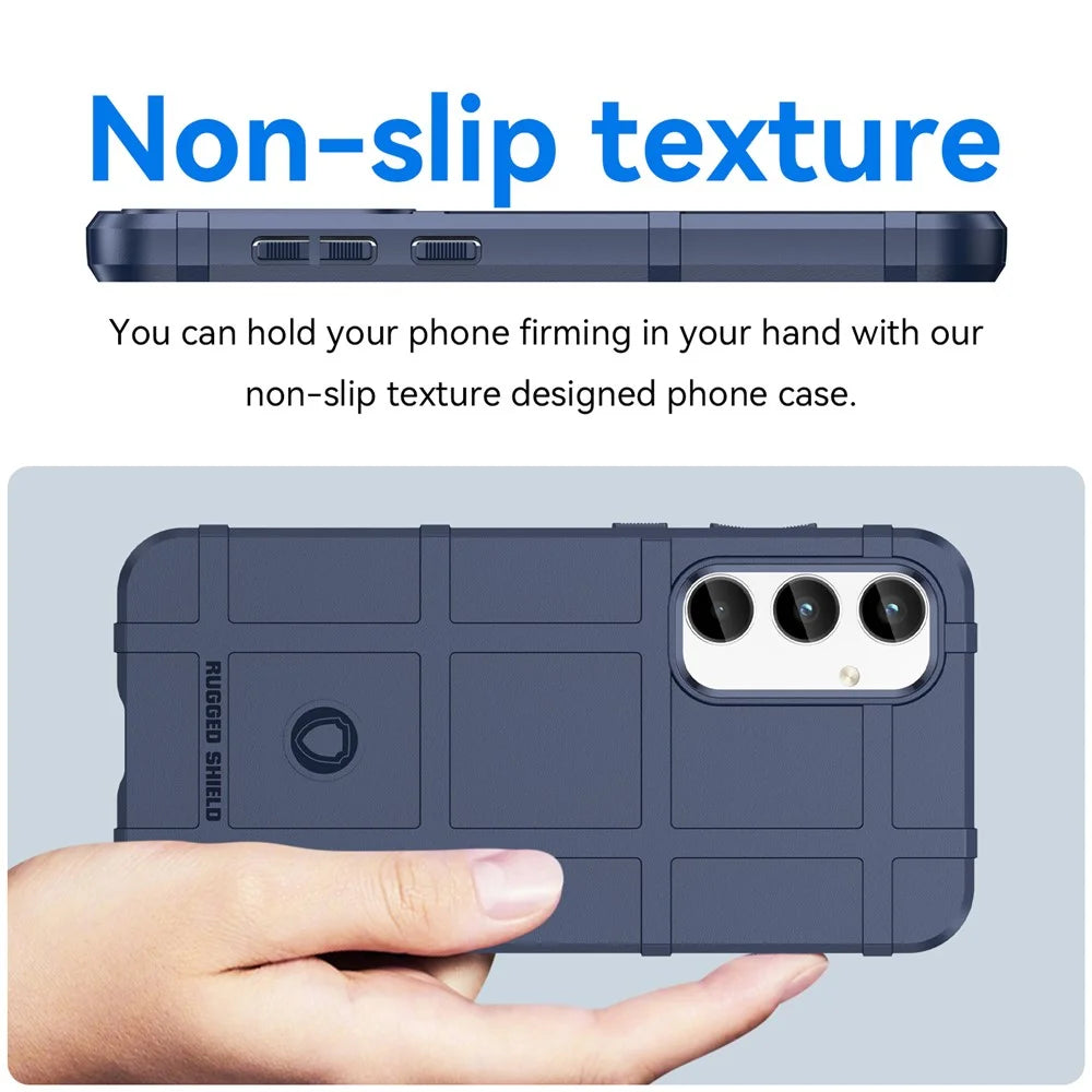 For Samsung Galaxy A35 5G TPU Phone Case Shockproof Cell Phone Cover with Square Grid Texture - Blue - 4