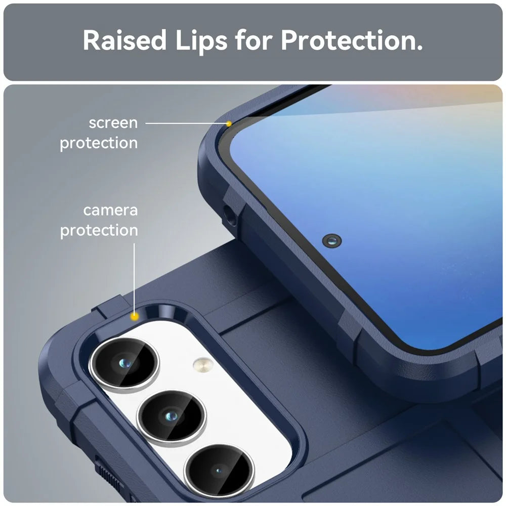 For Samsung Galaxy A35 5G TPU Phone Case Shockproof Cell Phone Cover with Square Grid Texture - Blue - 6