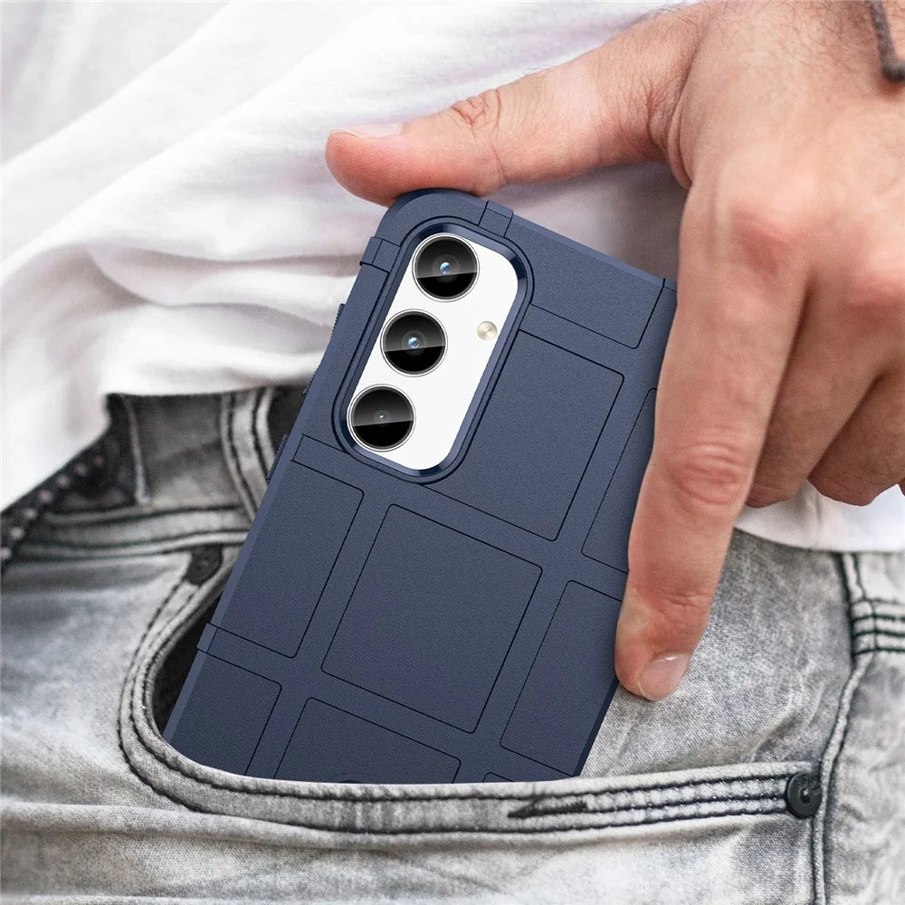 For Samsung Galaxy A35 5G TPU Phone Case Shockproof Cell Phone Cover with Square Grid Texture - Blue - 7