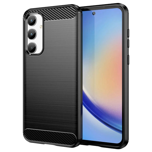 For Samsung Galaxy A35 5G Case Carbon Fiber Texture Phone Shell Anti-Dust TPU Phone Cover - Black - 1