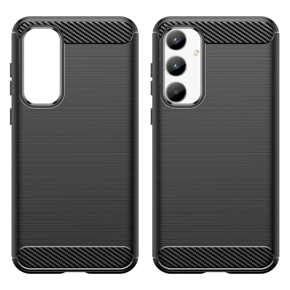 For Samsung Galaxy A35 5G Case Carbon Fiber Texture Phone Shell Anti-Dust TPU Phone Cover - Black - 2