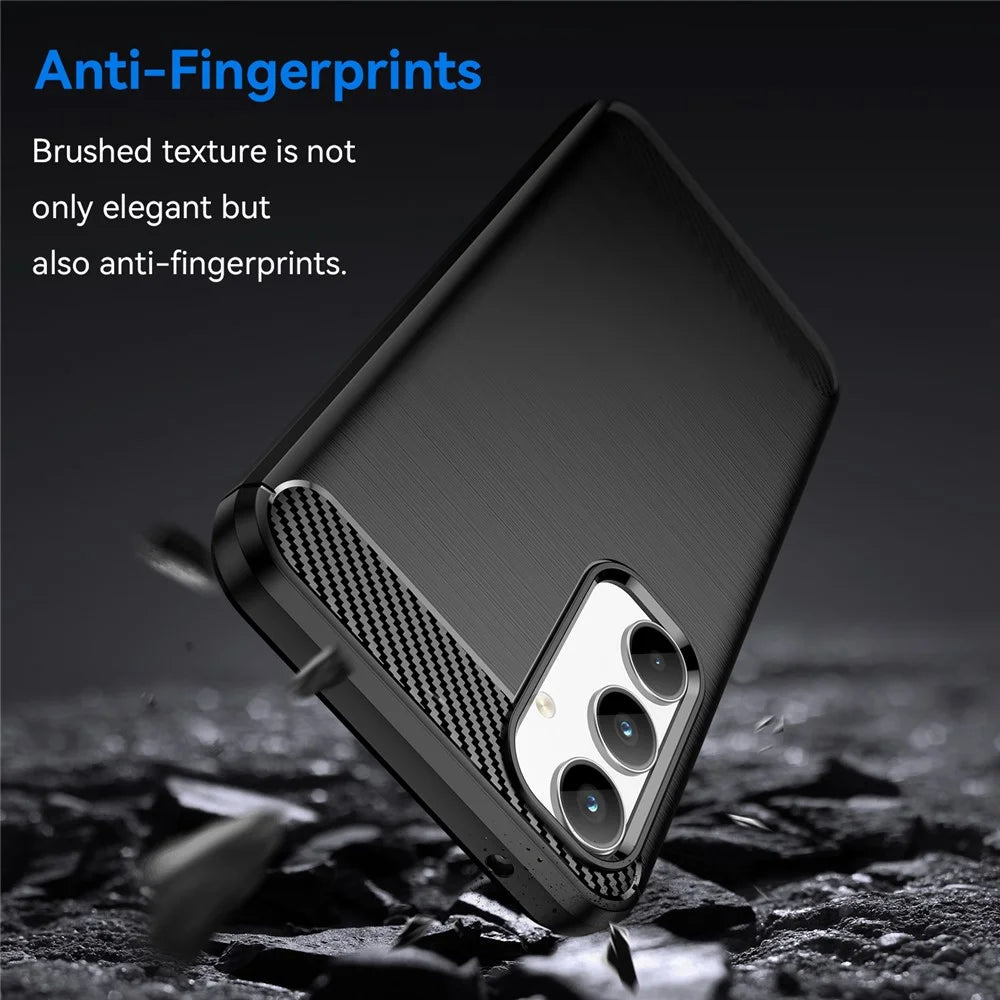 For Samsung Galaxy A35 5G Case Carbon Fiber Texture Phone Shell Anti-Dust TPU Phone Cover - Black - 3