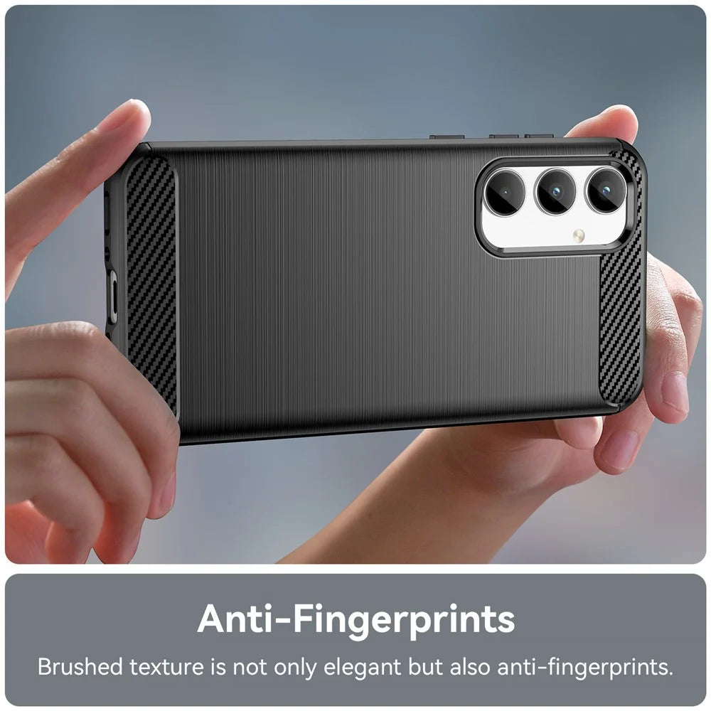 For Samsung Galaxy A35 5G Case Carbon Fiber Texture Phone Shell Anti-Dust TPU Phone Cover - Black - 5