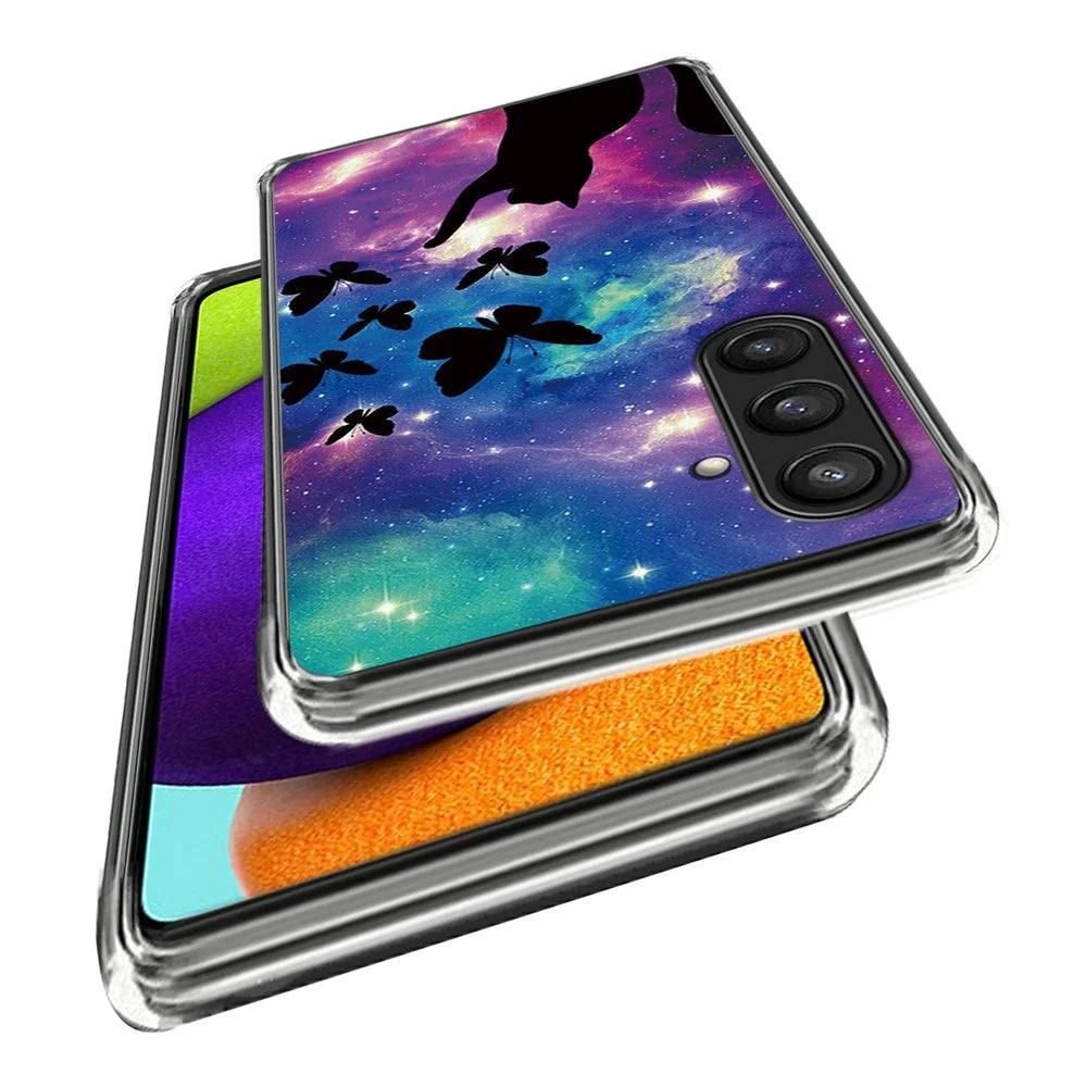 For Samsung Galaxy S23 FE IMD Pattern Case Soft TPU Anti-Scratch Back Cover - Cat and Butterflies - 2