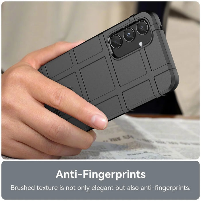For Samsung Galaxy A55 5G Case Anti-Scratch Square Grid TPU Shell Phone Cover - Black - 5