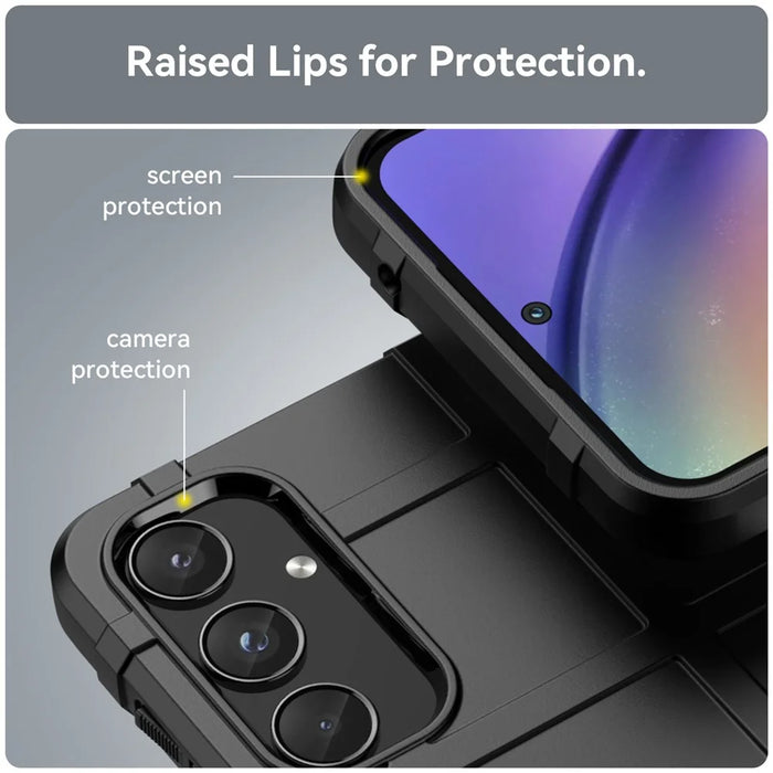 For Samsung Galaxy A55 5G Case Anti-Scratch Square Grid TPU Shell Phone Cover - Black - 6