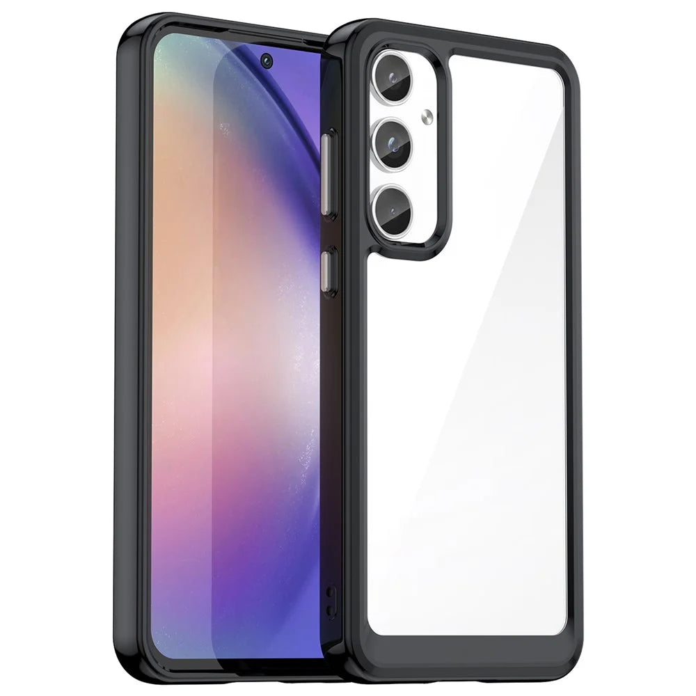 For Samsung Galaxy A55 5G Clear Back Phone Case Shockproof, Drop Proof - Black - 1