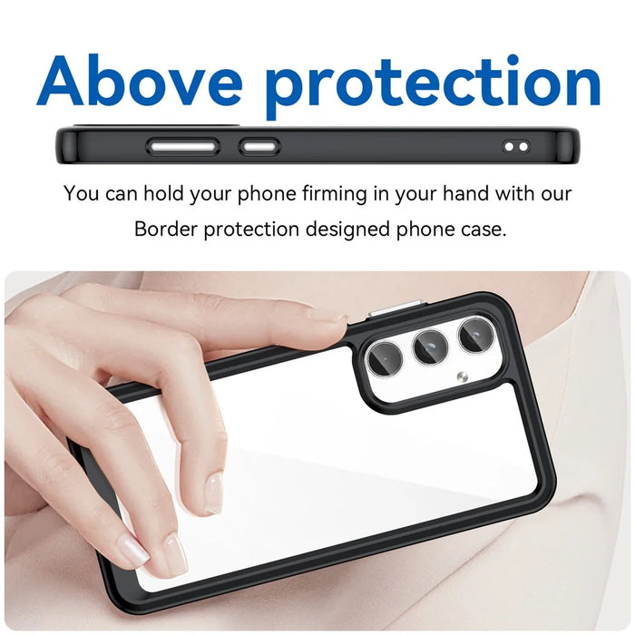 For Samsung Galaxy A55 5G Clear Back Phone Case Shockproof, Drop Proof - Black - 4