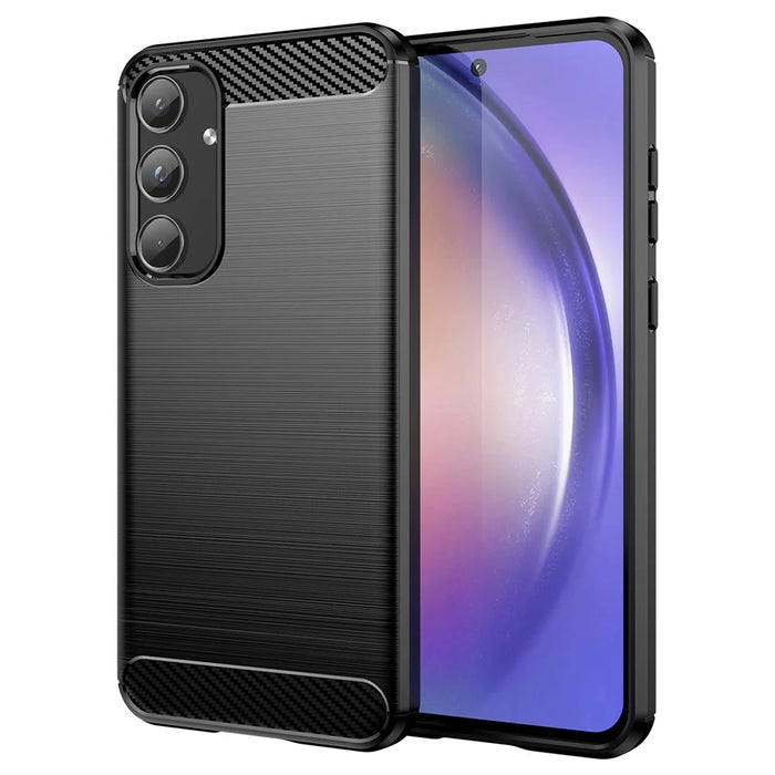 Phone Case For Samsung Galaxy A55 5G Carbon Fiber Texture TPU Phone Cover - Black - 1
